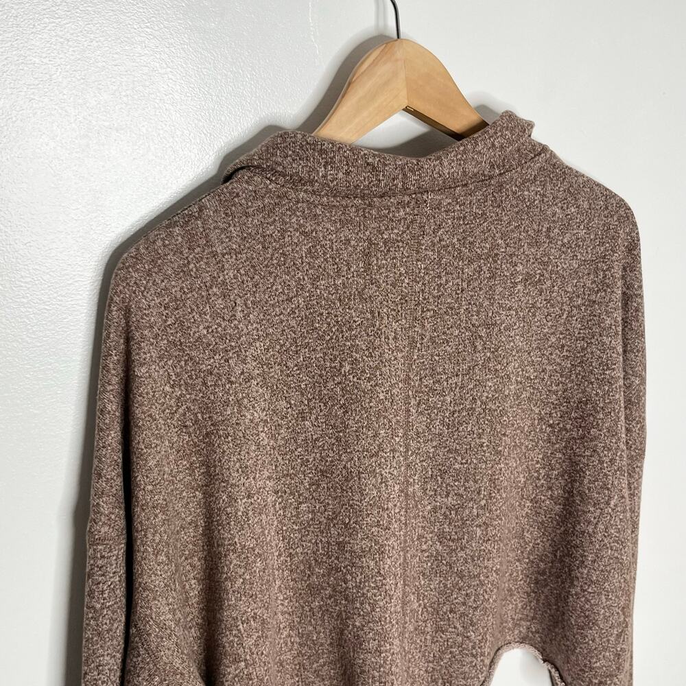 Free People Beach Long Sleeve Cropped Pullover Sweatshirt Womens M Brown V Neck - Picture 7 of 10